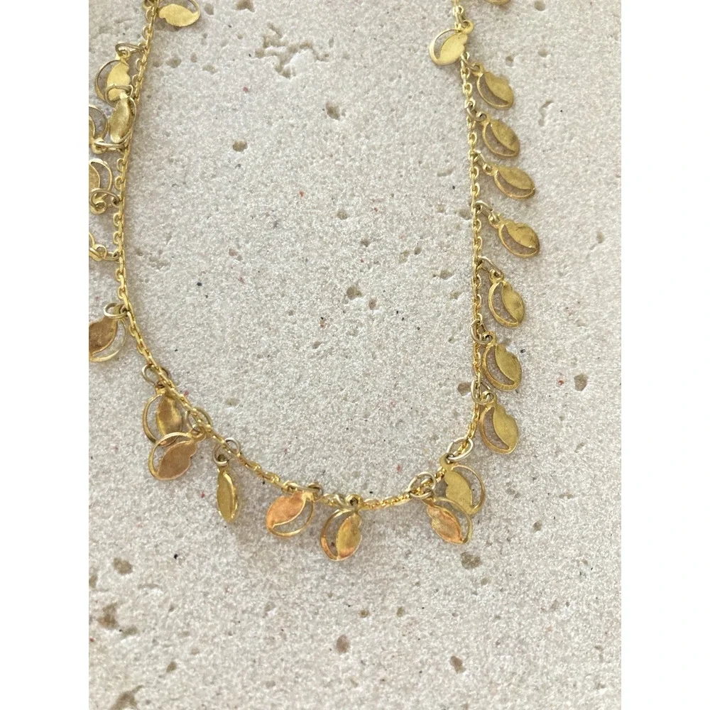 Gold Tone Dainty‎ Leaf Charm Anklet Minimalist Boho Dangle Romantic Feminine